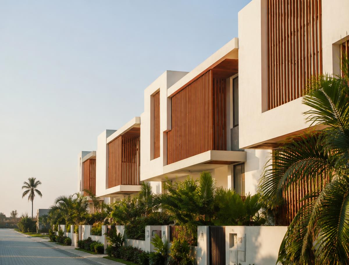 Coastal townhouse with timber screens