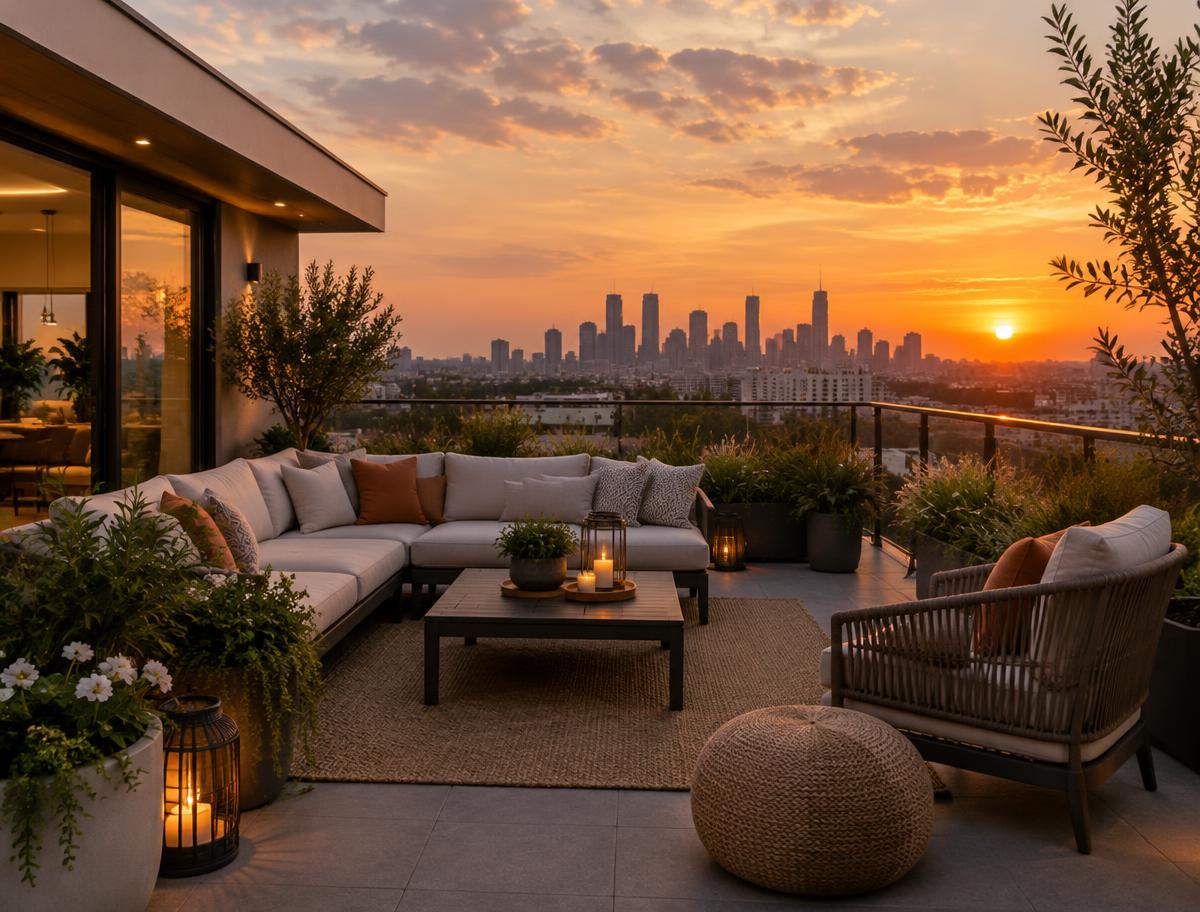 Rooftop-terrace apartment, sunset views